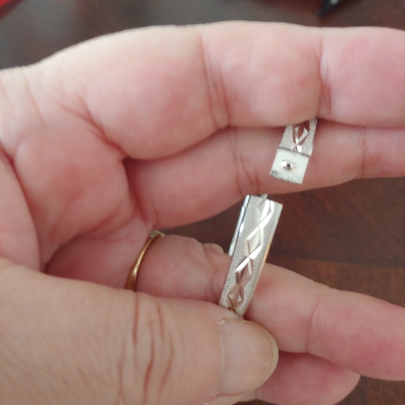 Two stainless etched petite silver bangles - Picture 8 of 8